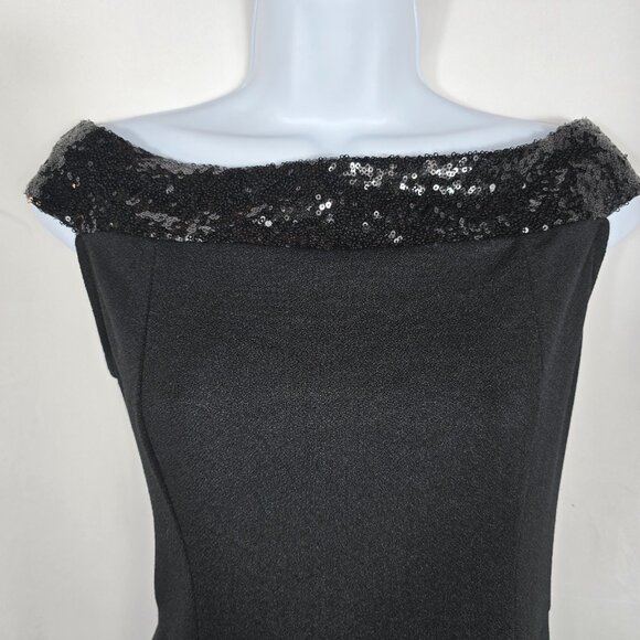 VTG Paraphrase Y2K 90's Black Jeweled Neck Sheath Dress Sz L Sleeveless Stretch - Picture 5 of 11